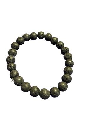 Lava Stone Beaded Stretchy Bracelet 6.75 inches Unstretched